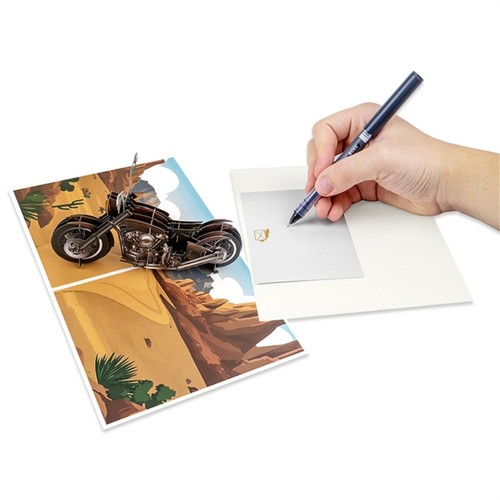 3D Cruise Motorcycle Popup Birthday Card Handmade Greeting Card with Envelope - Picture 6 of 8
