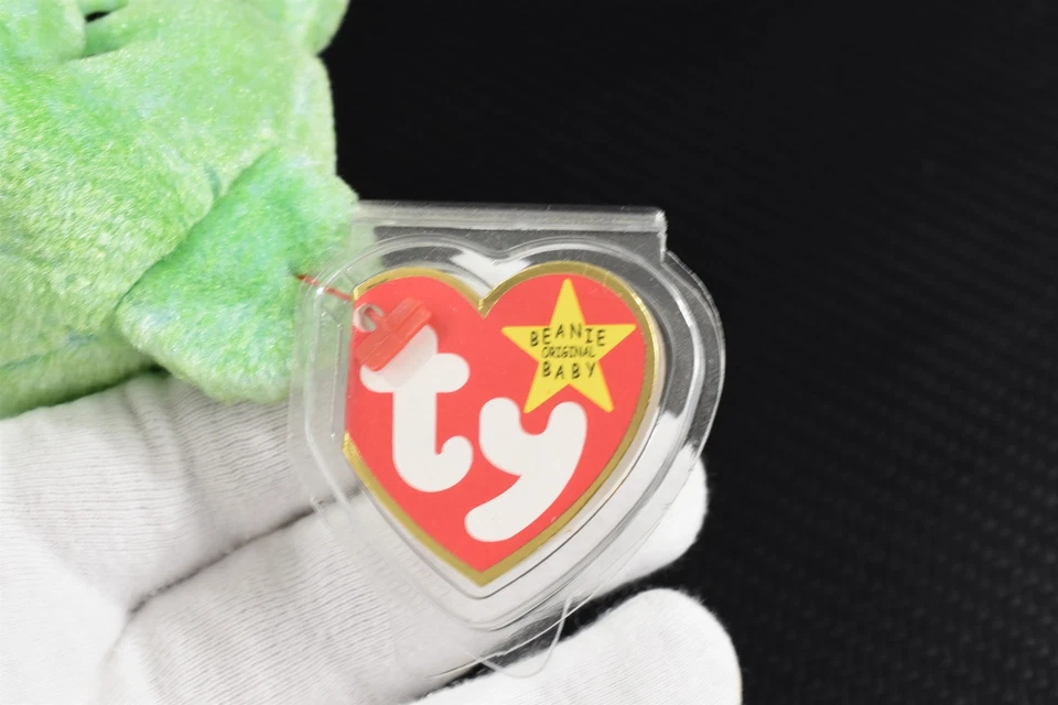Vintage Plush Kicks Green Teddy Bear Ty Beanie Baby Original Tags (Tag Error) - Image 4 of 4
