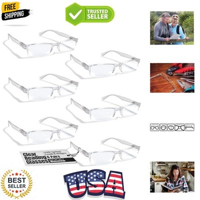 6 Pack Reading Glasses, Clear Half Rim Frames, for Men and Women, with Comfor...