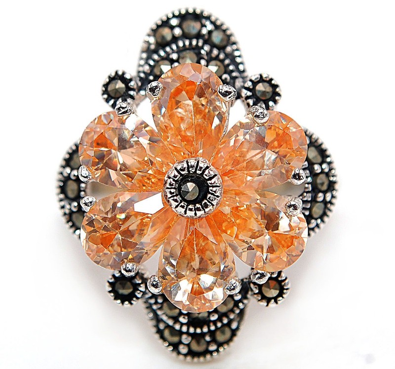 1CT  Padparadscha 925 Sterling Silver Ring Jewelry Sz 9 PC13-8