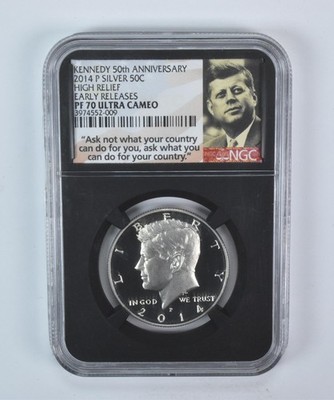 2014-P Kennedy Half Dollar Silver High Relief Early Releases PF70