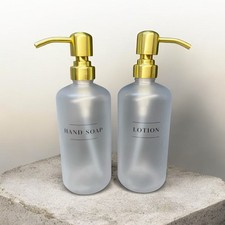 Bathroom Kitchen Hand Soap Lotion 16oz Clear Plastic Bottles 2pk Rust Resistant 0.74 per fl oz