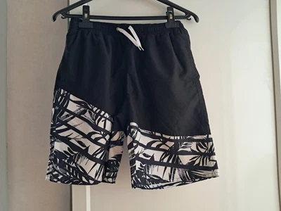Short de bain taille S noir motif palmier Gémo. - Photo 1/3
