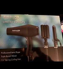 BaBylissPRO Porcelain Ceramic Ionic Hair Dryer Set Black w/ 1 1/4" Iron