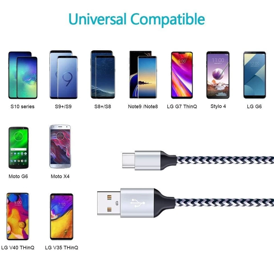 C Charger Cable Fast Charging 5Pack 6Ft Type USB C Cords Phone Charger for Andro - Image 2 of 4