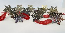 SILVER PLATED SNOWFLAKE NAPKIN RINGS LOT OF 12 NEW WITH TAGS