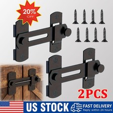 2-Pcs Duty Barn Door Lock 180 Flip Sliding Latch Lock Stainless Steel Matte Bla
