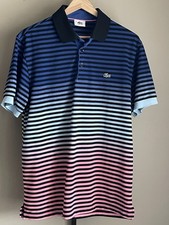 Lacoste Vintage Polo Shirt Mens 6 Blue Pink Striped Made in France