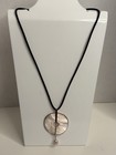 Vintage VAR 925 Sterling Silver MOP Donut Pendant Pink Pearl Corded Necklace — photo 2