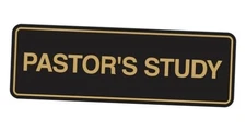  Standard Pastor's Study Sign () - Large 3 x 9" - Large (1 Pack) Black Gold