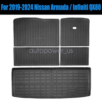 For 2019-2024 Nissan Armada/Infiniti QX80 TPE 3D Backrest Mats+Trunk Cargo Liner