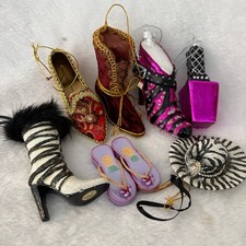 Fashion Shoe Ornament Lot 7pc Zebra Brocade Glam Diva North Pole Glass Stiletto