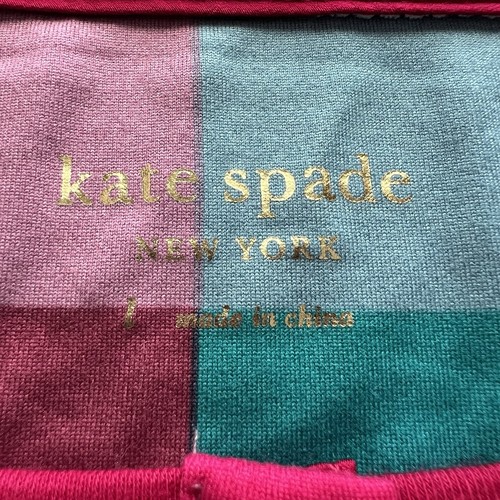 Kate Spade Womens Large Tartan Rainbow Plaid Jersey Pajama Top Long Sleeve NEW - Picture 7 of 10