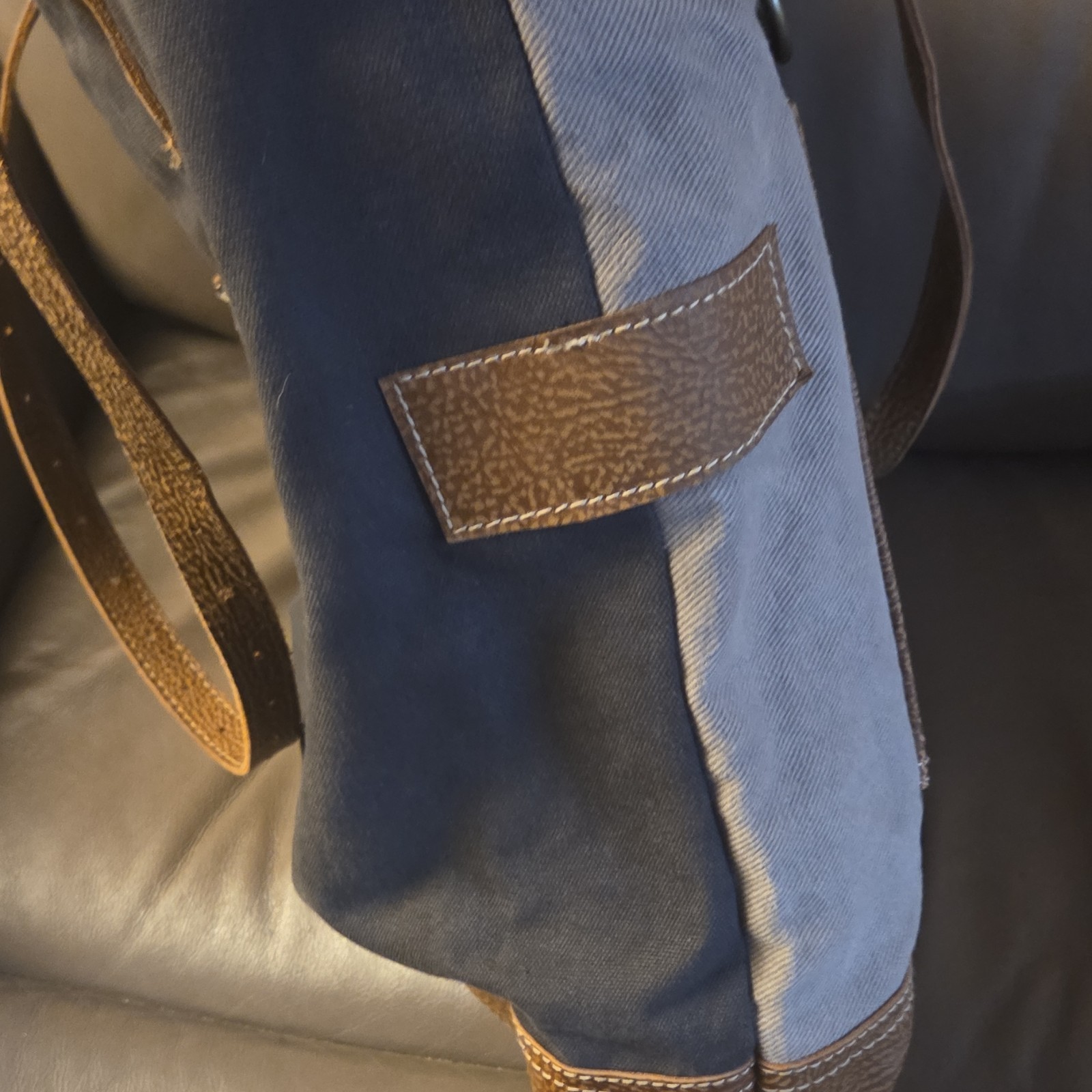 Myra Brown Blue Beige Patchwork Tote Shoulder Str… - image 5