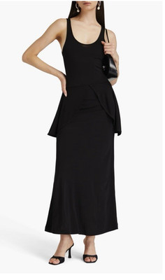 Bite Studios Women Size Medium Petal Jersey Sleeveless Peplum Maxi Dress Black