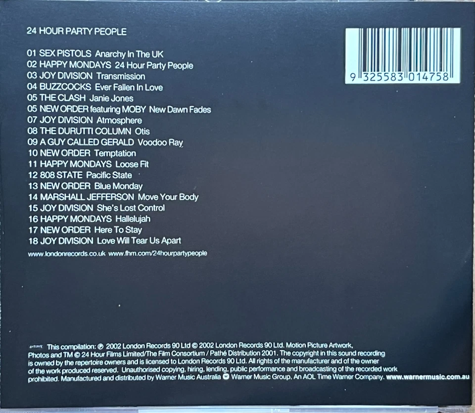 24 HOUR PARTY PEOPLE Music From The Motion Picture  - Various CD 2002 Exc Cond! - image 2 of 2