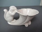 McCoy Vintage Squirrel Cornucopia Pottery Planter - White - 6 7/8" wide - b6 sb