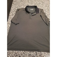 Champion Tour Mens XL Polo Golf Shirt Blk White Striped Performance Golf