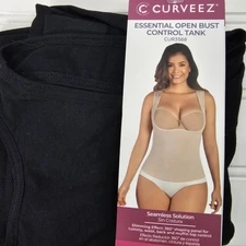 Curveez Women's Black Open Bust Firm Control Shaping Tank Top Size M NWT