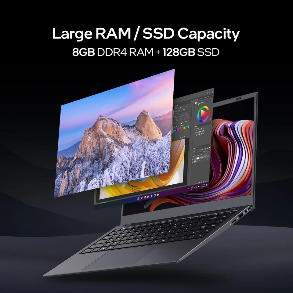 14" Laptop Windows 11 Pro - Intel N5095 Quad-Core, 8GB RAM 128GB SSD, WiFi 5/... - Image 4 of 4