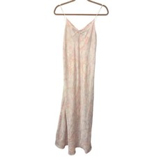 Vintage Halston Slip Dress Lingerie Floral Satin Grandma Cottage Feminine Medium