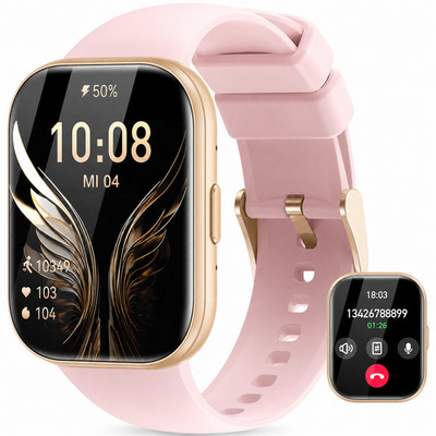 Smartwatch Damen mit Telefonfunktion 1.75'' Fitnessuhr für Samsung & iPhone, Rosa
