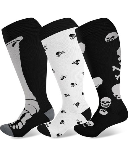 Set Of (3) Levsox Compression Socks Wide Calf Plus Size 20-30 Mm Hg Knee High~