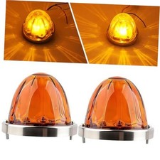 2 Pcs Amber Glass Lens Watermelon Lights LED Side Marker Turn Signal Lights