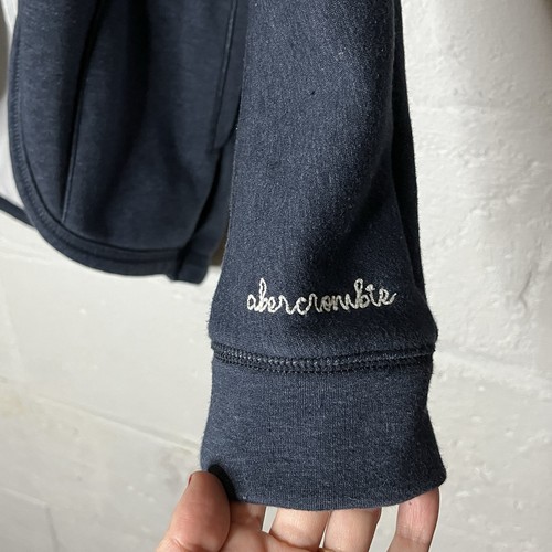 Abercrombie Kids Hooded Lounge Cardigan Size 9/10 Navy Blue And White - Picture 2 of 7