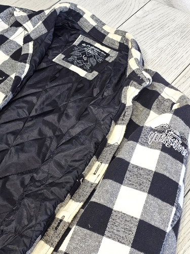 Vintage 90s Grunge Quicksilver Plaid Jacket Diamond Puff Liner Arm Logo Y2K - Picture 2 of 17