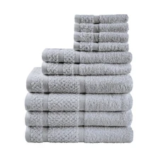 Mainstays 10 Piece Towel Set with Upgraded Softness & Durability, Grey