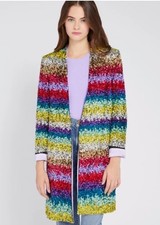 Alice + Olivia Linda Sequin Coat Stripe Jacket Sparkle SIZE XS  $995  NWOT