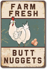 Funny Chicken Coop Sign Vintage Chicken Sign - Farm Fresh Butt Nuggets Sign Outd