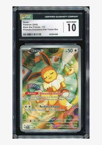 Pokemon CGC 10 GEM Eevee Promo 2025 #173 SVP Prismatic Evolutions ETB ENG