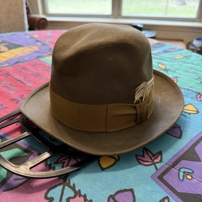 Vintage 1951 RARE John B. Stetson Royal Brown Fedora Feather Italian Hat 7" - Image 1 of 4