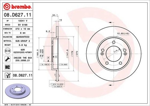 2x Brake Discs Pair Solid fits KIA CEED CD 1.5 Rear 2021 on G4LH 272mm Set New - Picture 3 of 3