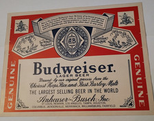 Budweiser Lager Beer Large Sticker 7 x 9 NOS ...
