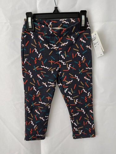 OPEN EDIT Kids' Fleece Lined Leggings Navy Charcoal Squiggle Size 2 NEW - 第 1/2 張圖片