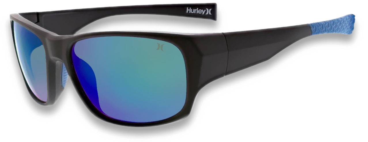 Hurley Dawn Patrol Polarized Matte Black Blue Mirror Sunglasses 44720-SUN1