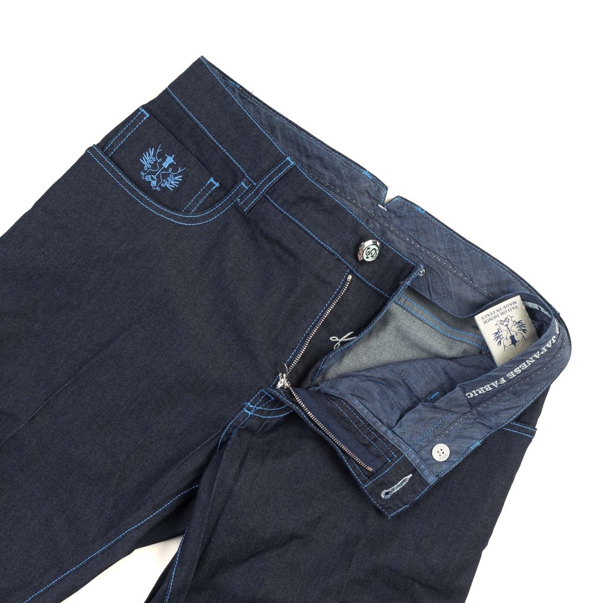 752€ NWT SCISSOR SCRIPTOR Jeans US:36 EU:52 CESARE Cotton PU Black