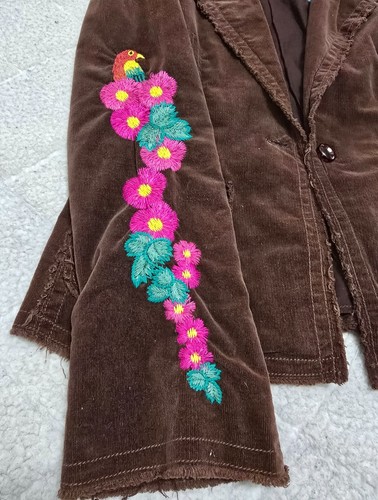 Johnny Was Womens Brown Embroidered Floral Corduroy Jacket Long Sleeve Size M - Picture 7 of 11