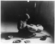 8" x 10" Photo Nampeyo Decorating Pottery,1900