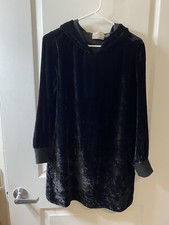 Alice + Olivia Women's Medium Black Velvet Hooded Sweatshirt Dress