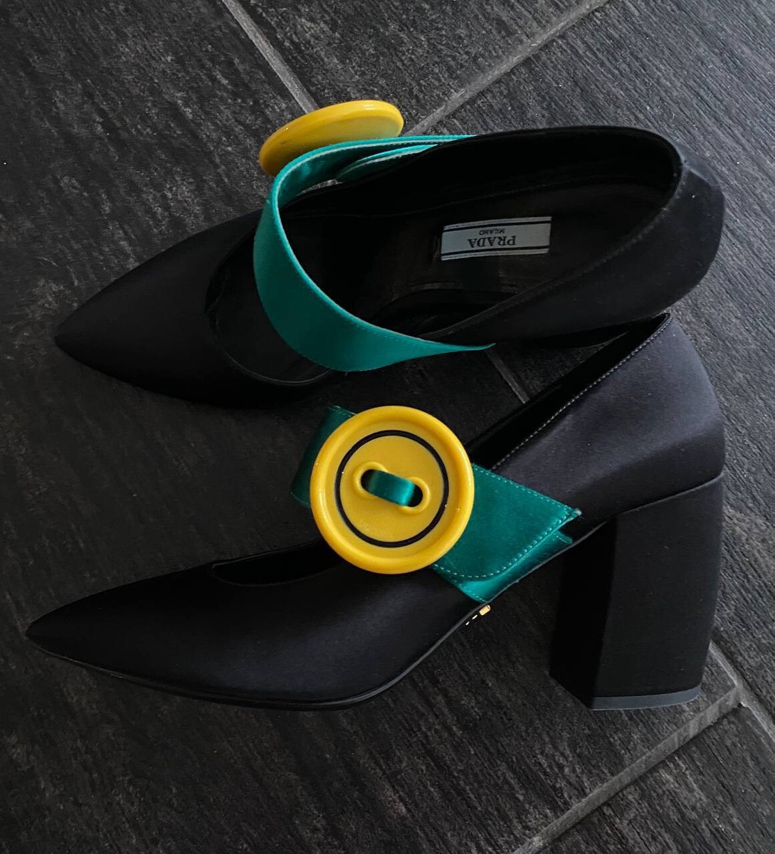 プラダ Prada Mary Jane Heels Satin Sandals with button Women's US 8,5EU