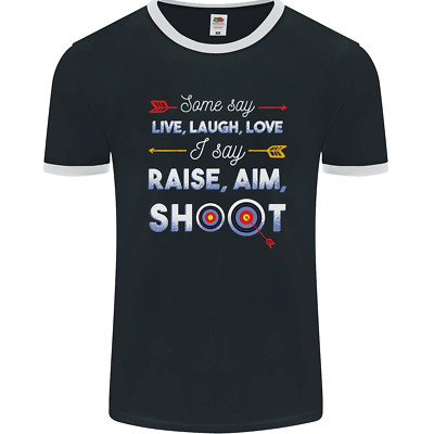 Raise Aim Shoot lustiges Bogenschießen Bogenschütze Herren Ringer T-Shirt FotL