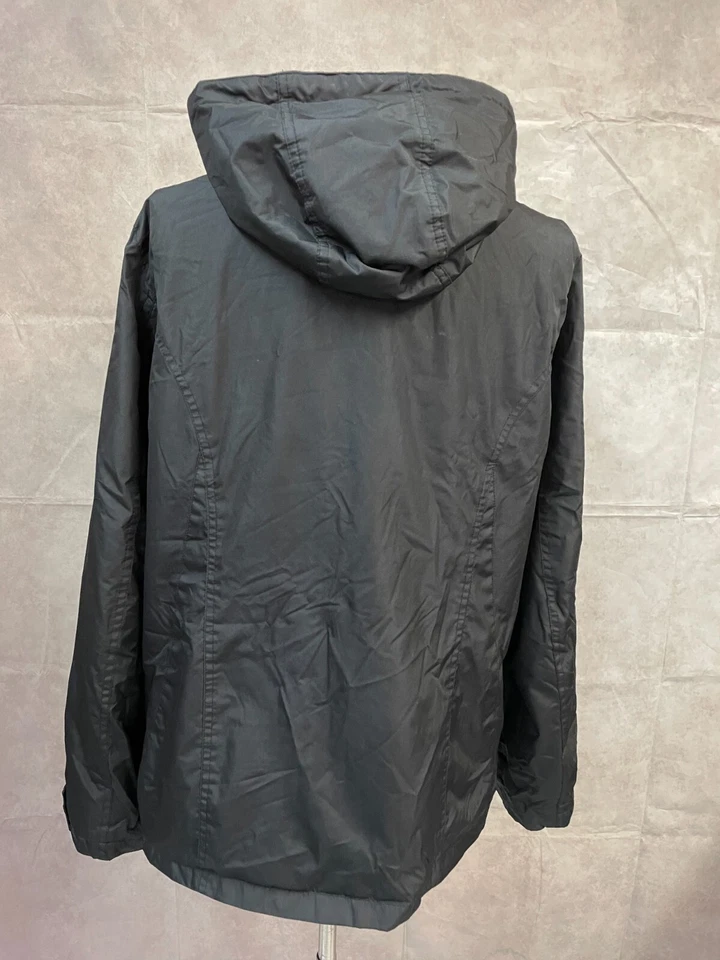 Chaqueta cortavientos vintage descolorida Glory para mujer negra con capucha a presión interior cremallera talla L Foto 2 de 4