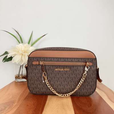 NWT MICHAEL KORS Jet Set item Large Logo zipper chain Crossbody