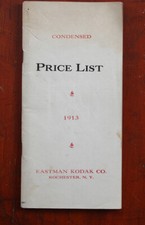 1913 EASTMAN KODAK CONDENSED PRICE LIST/cks/207944