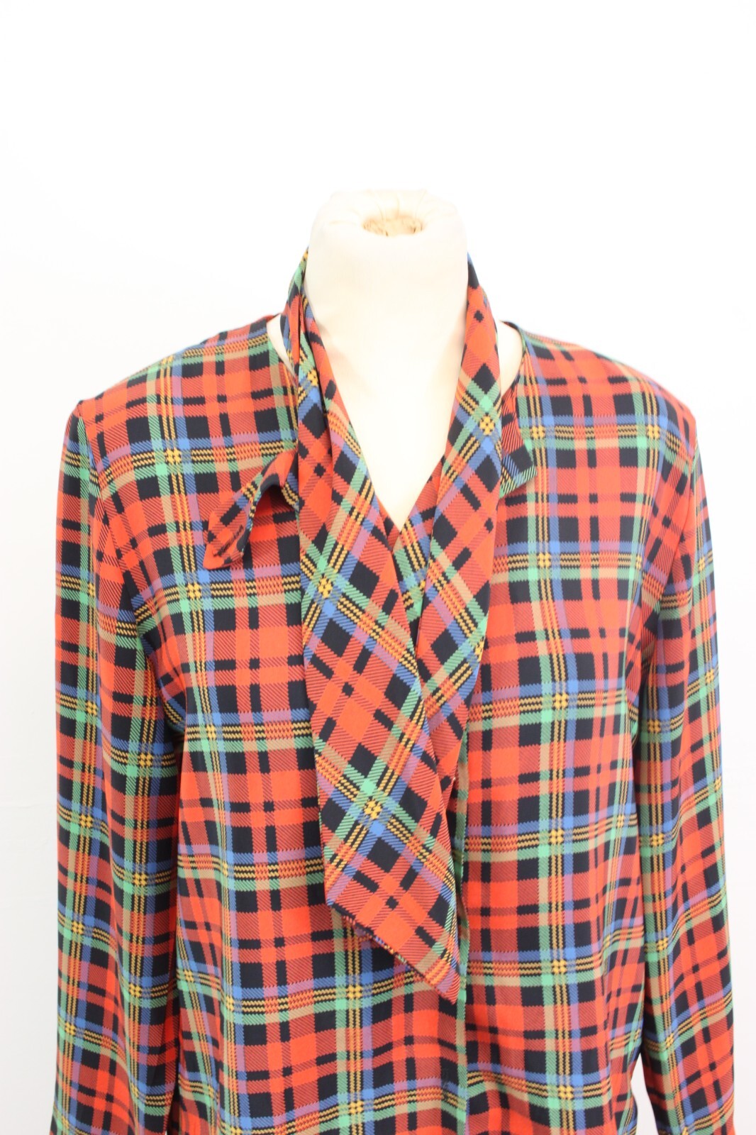 VINTAGE TWO PIECE Women's Red Tartan Pleated Skirt & Shirt Matching