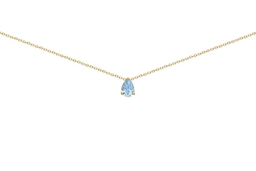 Dolly-Bijoux Joaillerie Collier 42cm Pendentif Or Massif 9K Aigue Marine 9*6mm - Picture 4 of 6